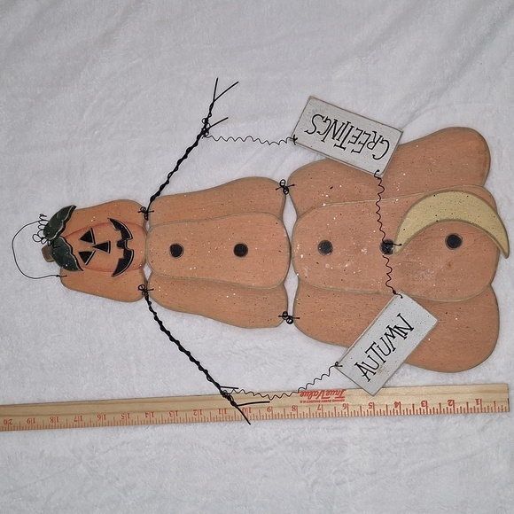 Vintage-Style Autumn Greeting PUMPKIN MAN Wall Hanging - Picture 2 of 6